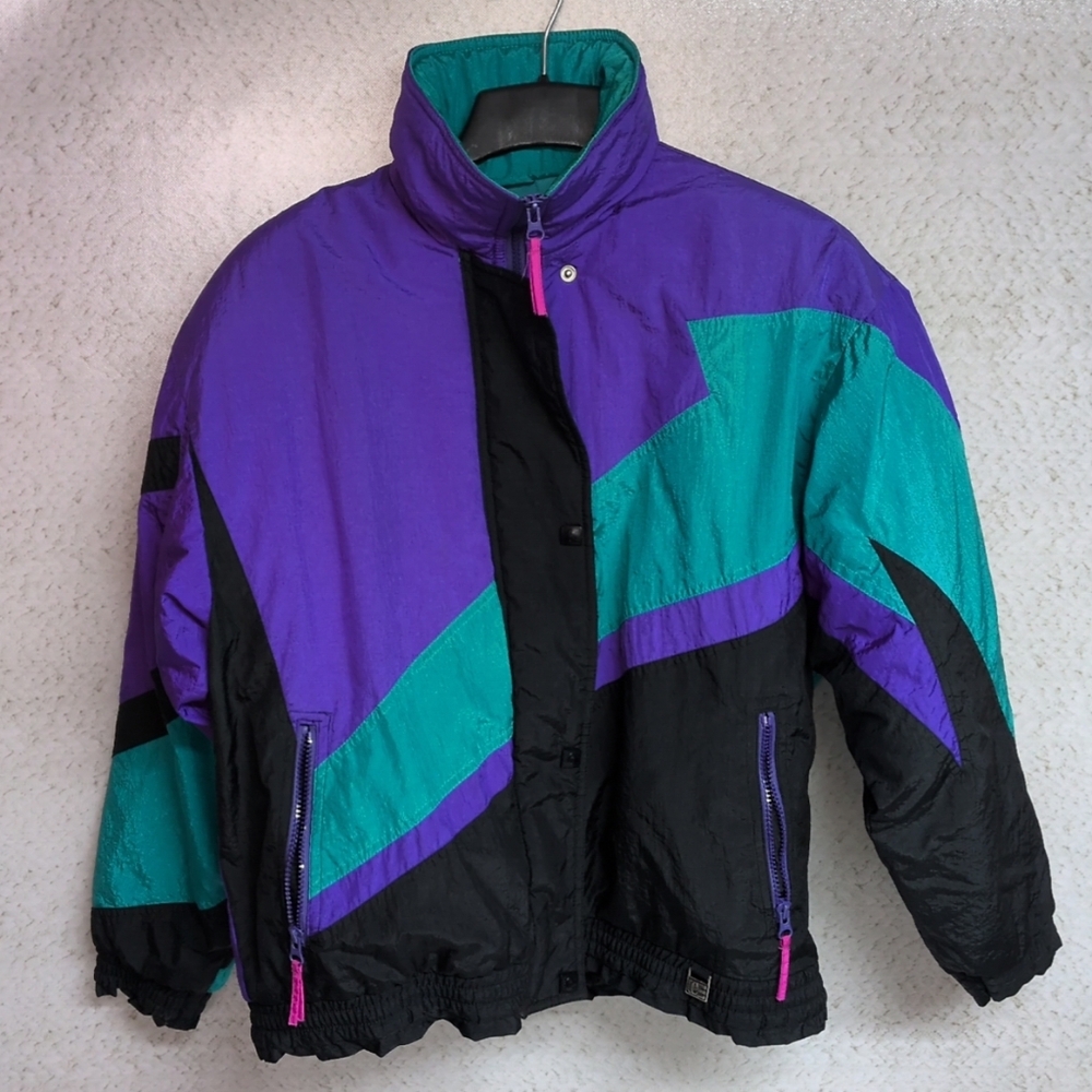 Vintage Helly Hansen Europa Retro Jacket/Coat Sz 10 Purple Black Green - Womens